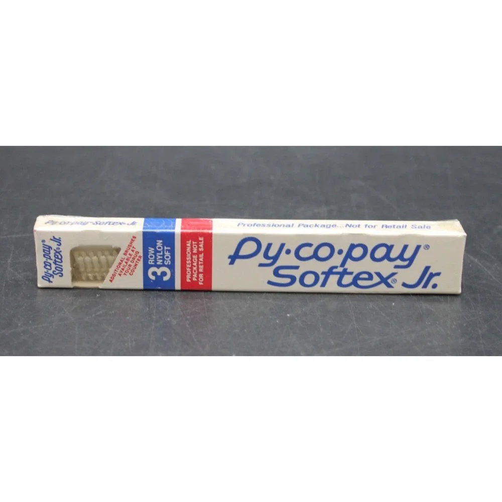 Vintage Py-co-pay Softex Jr Toothbrush 3 Row Nylon Soft Professional Package NOS
